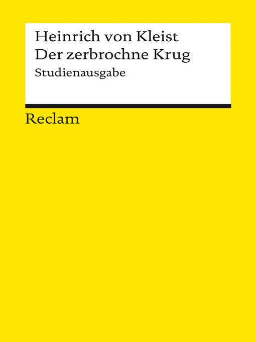 Title details for Der zerbrochne Krug. Studienausgabe by Heinrich von Kleist - Wait list